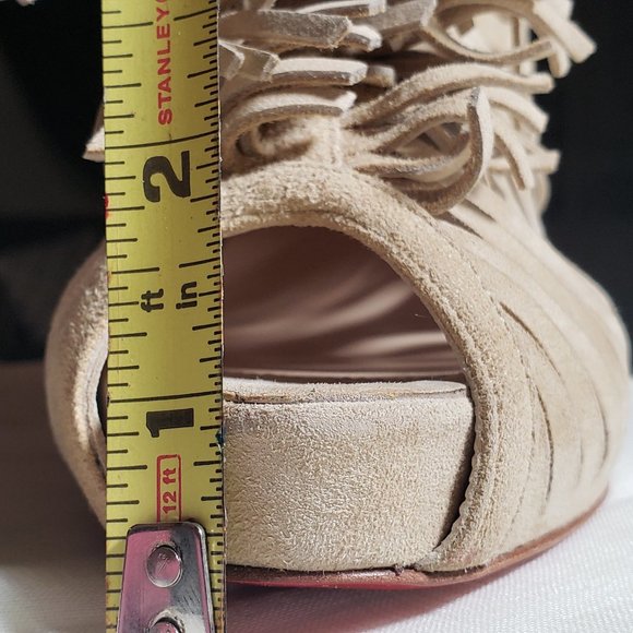 Christian Louboutin Open Toe Beige Suede Boots Size 40 EU/ 10 US - Picture 9 of 16